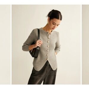 Commense Dark Acadamia Gold Button Sweater Ribbed Sz L Office Going Out Party